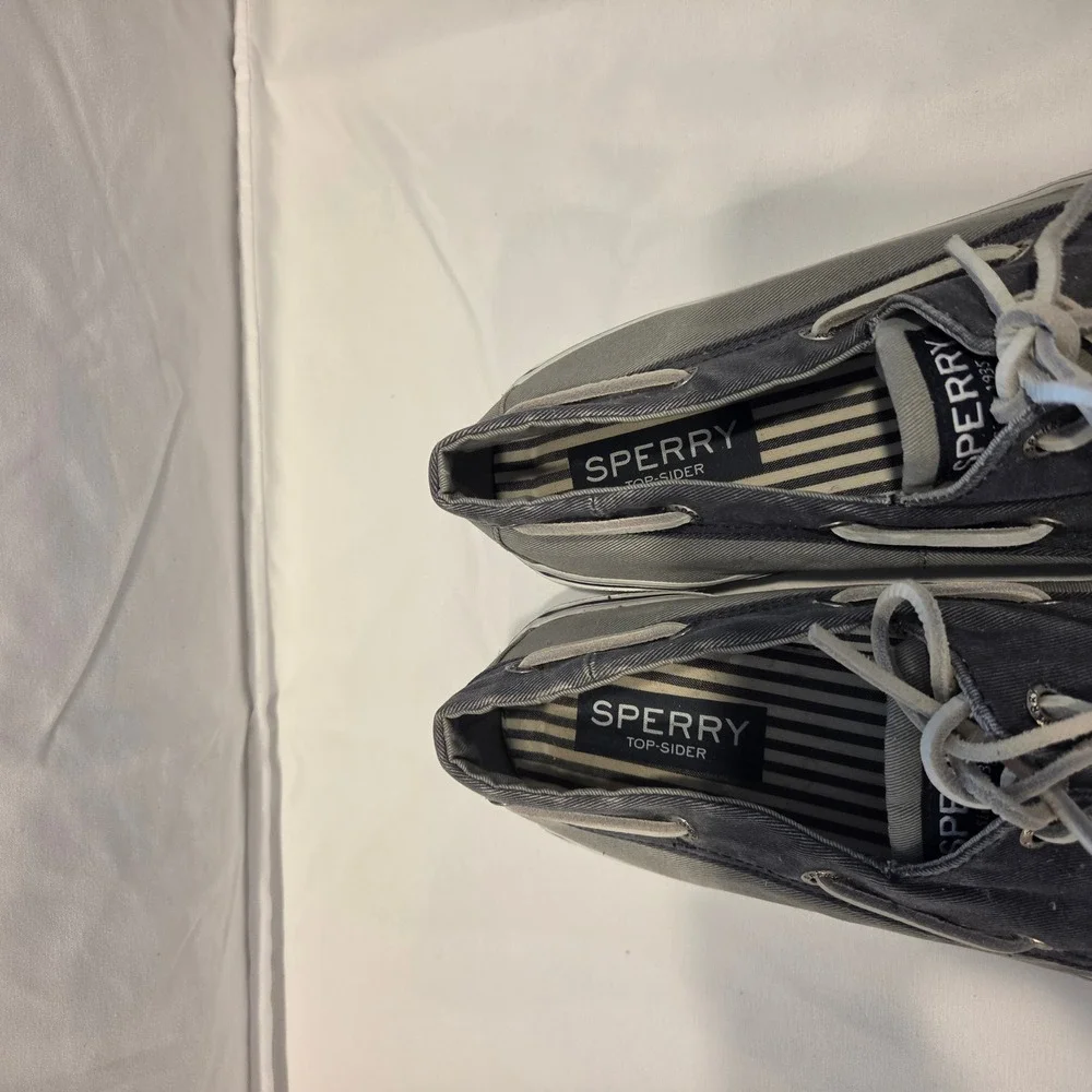 Sperry Top-Sider Mens Grey Navy Canvas Boat Shoes STS22018 Size 11
